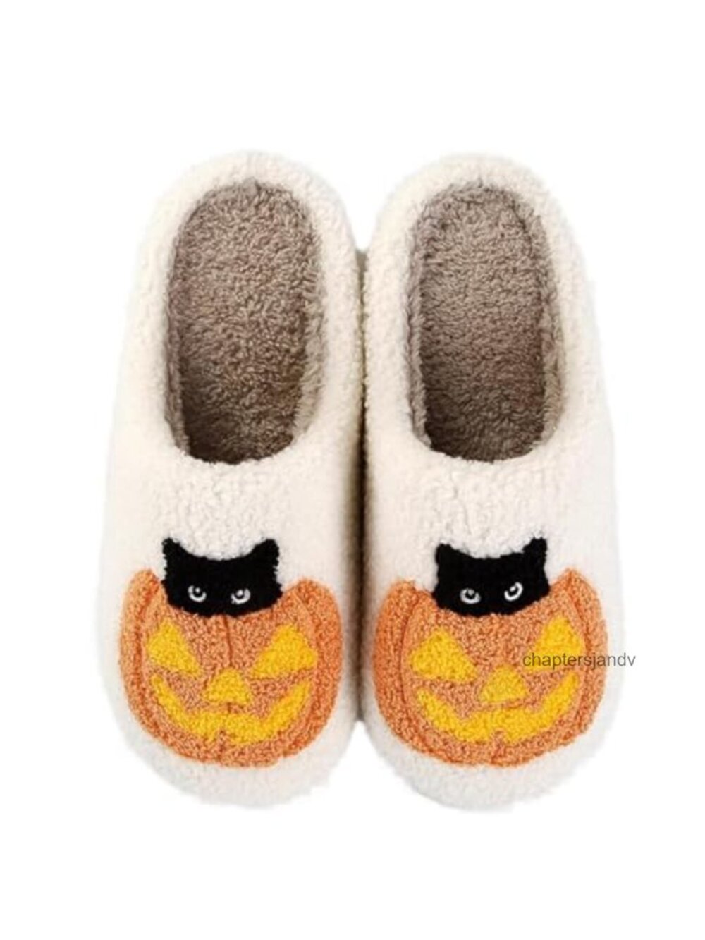 Pumpkin Slippers Women Men Spooky Slides Soft Plush Fuzzy House Shoes